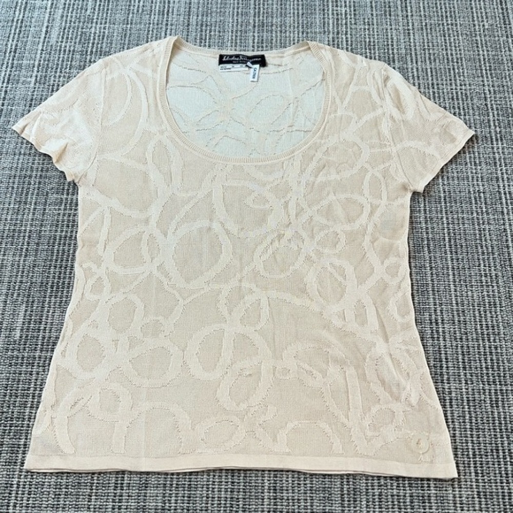 Salvatore Ferragamo Silk T-Shirt, Size L